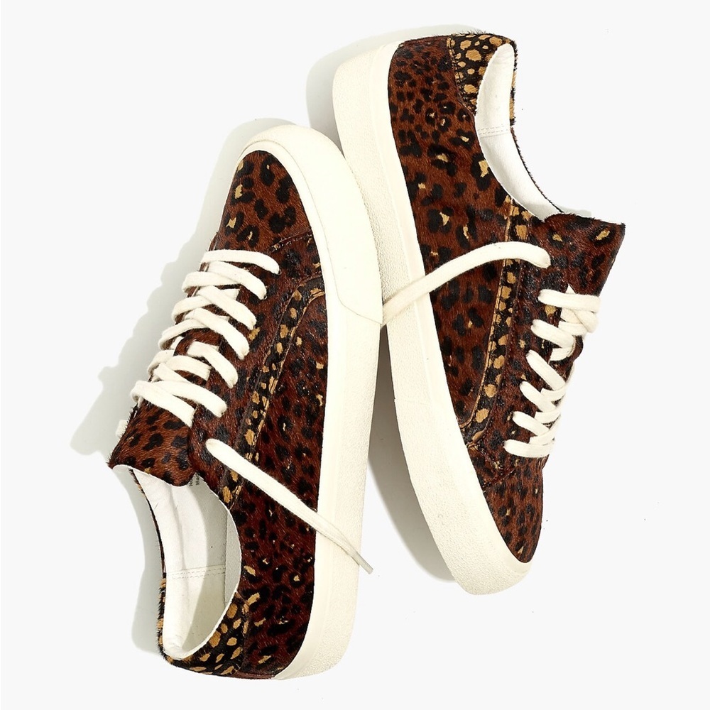 Madewell Sidewalk Low-Top Sneakers in Painted Leopard Colorblock Calf Hair